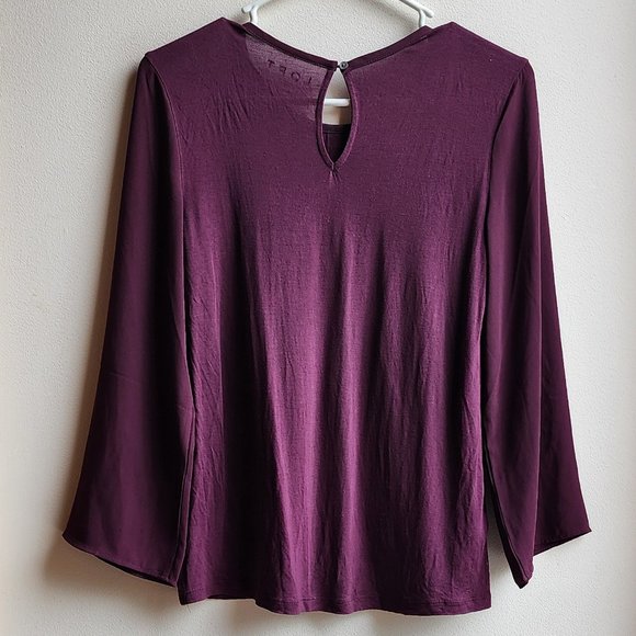 LOFT Deep Purple Lace Front Blouse Size XS Petite - Picture 14 of 15